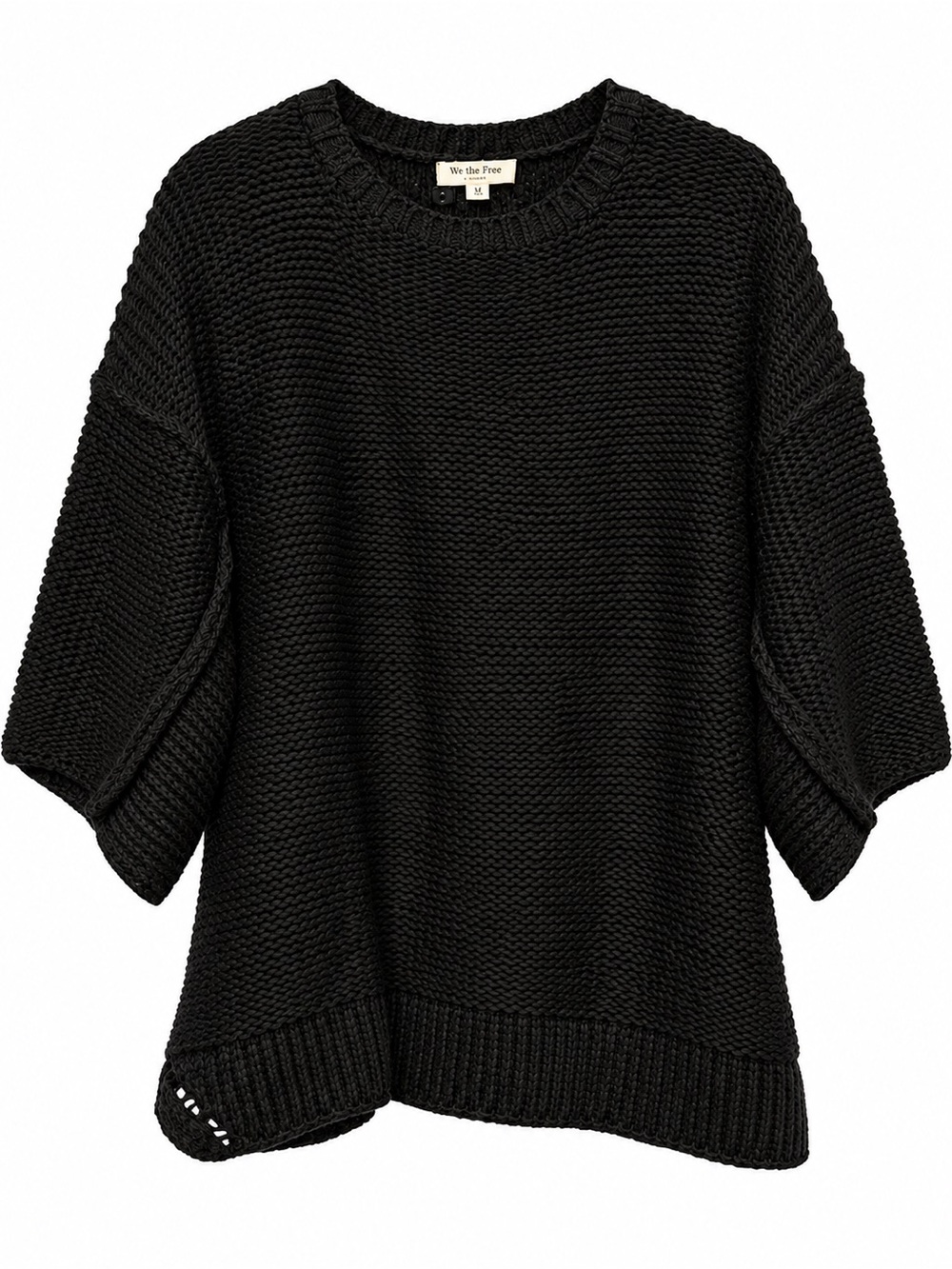 easel Black Chunky Knit Crewneck Sweater